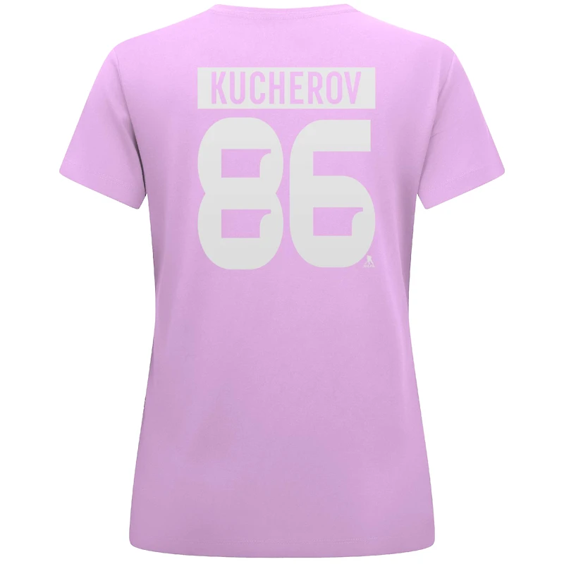 T-shirt femme Levelwear Nikita Kucherov lavande avec nom et numéro de l'hymne du Lightning Tampa Bay Hockey Fights Cancer