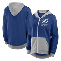 Women's Logo Athletic Blue Tampa Bay Lightning Hit It French Terry Full-Zip Hoodie