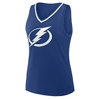 Débardeur à col en V bleu athlétique avec logo Tampa Bay Lightning Stellar Win pour femme