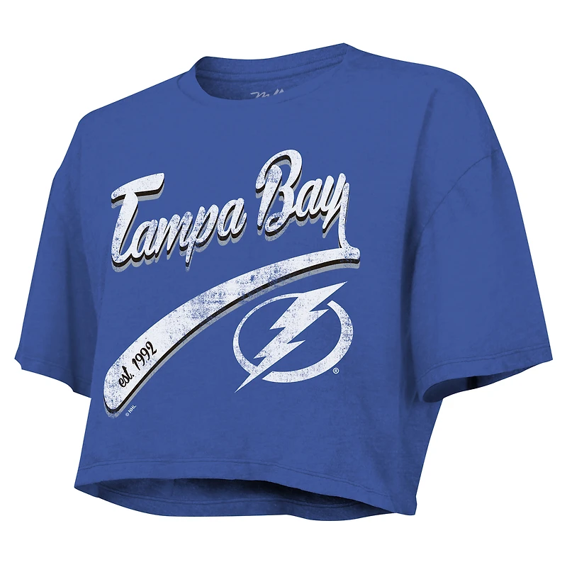 T-shirt court Majestic Threads Nikita Kucherov Royal Tampa Bay Lightning Behind The Net pour femmes avec nom et numéro
