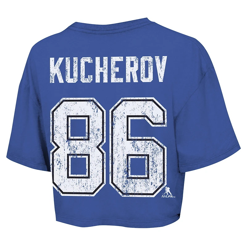 T-shirt court Majestic Threads Nikita Kucherov Royal Tampa Bay Lightning Behind The Net pour femmes avec nom et numéro