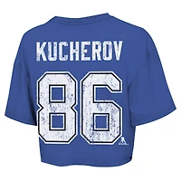 T-shirt court Majestic Threads Nikita Kucherov Royal Tampa Bay Lightning Behind The Net pour femmes avec nom et numéro