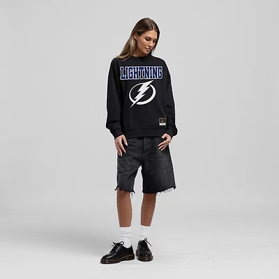Women's Mitchell & Ness Black Tampa Bay Lightning Core Oversized Sweatshirt