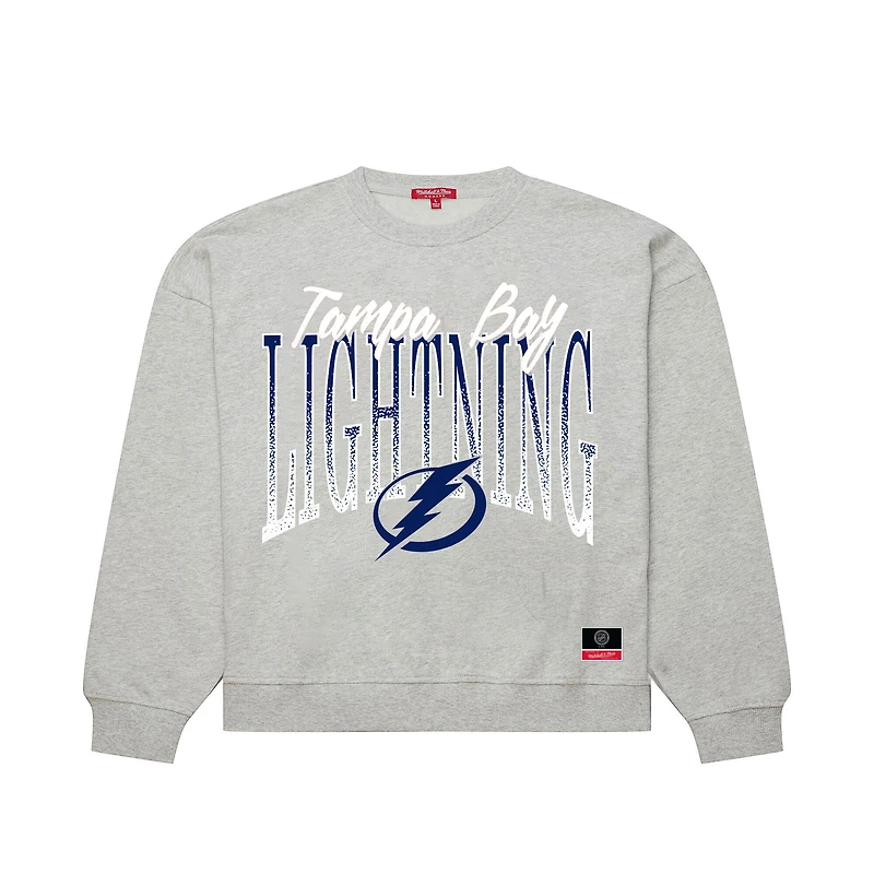 Women's Mitchell & Ness  Heather Gray Tampa Bay Lightning Hockey Night Sweatshirt