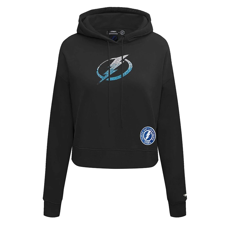 Women's Pro Standard  Black Tampa Bay Lightning Jewels Cropped Pullover Hoodie