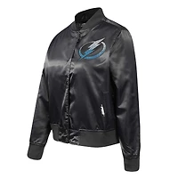 Women's Pro Standard  Black Tampa Bay Lightning Rhinestone Jewels Satin Full-Snap Jacket