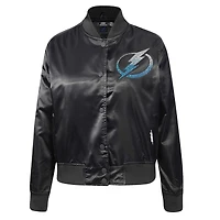 Women's Pro Standard  Black Tampa Bay Lightning Rhinestone Jewels Satin Full-Snap Jacket