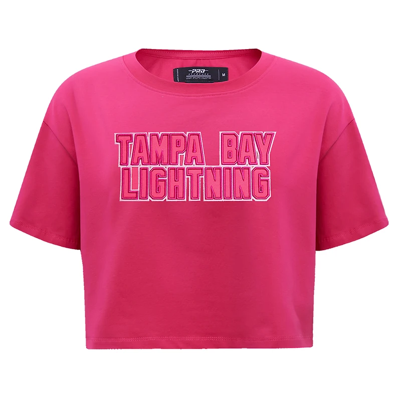 Women's Pro Standard Tampa Bay Lightning Triple Pink Cropped Boxy T-Shirt
