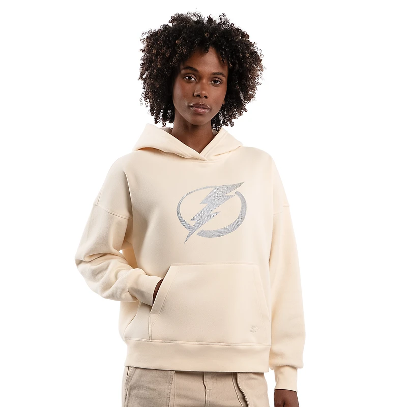 Sweat à capuche décontracté Starter Cream pour femme, orné de strass, Tampa Bay Lightning