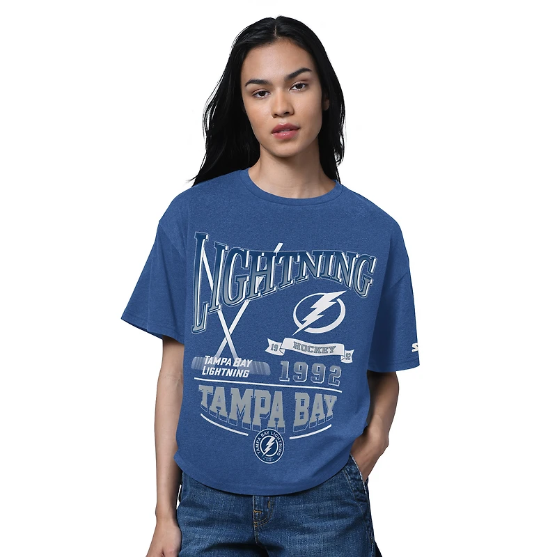 T-shirt surdimensionné bleu chiné pour femmes, Tampa Bay Lightning, Temple de la renommée