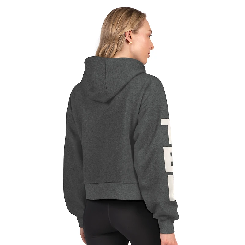 Women's Starter  Heather Charcoal Tampa Bay Lightning Star Player Cropped Fleece Hoodie