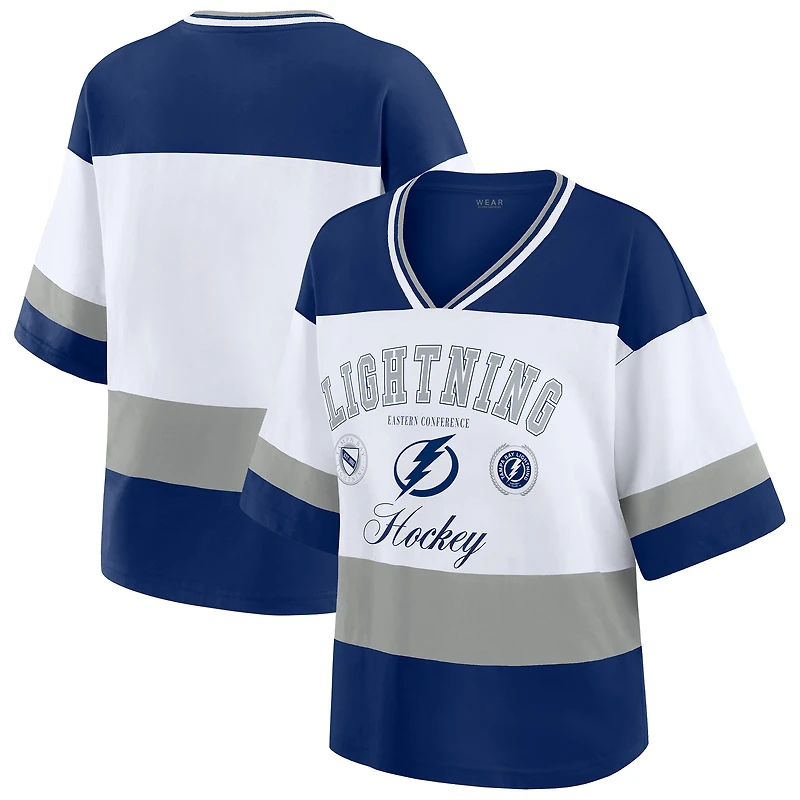 T-shirt bleu/blanc style maillot Tampa Bay Lightning pour femme WEAR by Erin Andrews