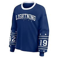 T-shirt de sport à manches longues bleu Tampa Bay Lightning pour femme WEAR by Erin Andrews