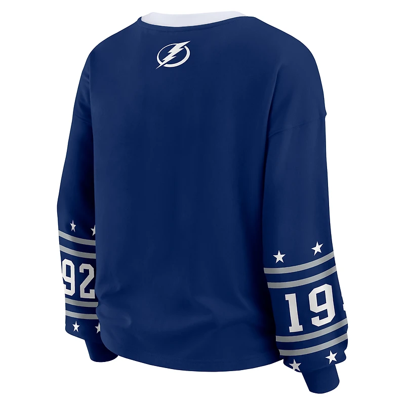 Women's WEAR by Erin Andrews Blue Tampa Bay Lightning Long-Sleeve Sport T-Shirt