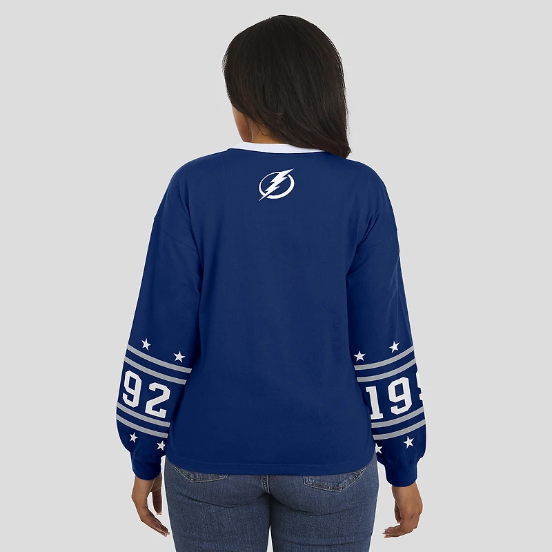 Women's WEAR by Erin Andrews Blue Tampa Bay Lightning Long-Sleeve Sport T-Shirt