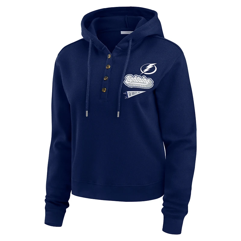 Sweat à capuche en tricot gaufré bleu Tampa Bay Lightning pour femme WEAR by Erin Andrews