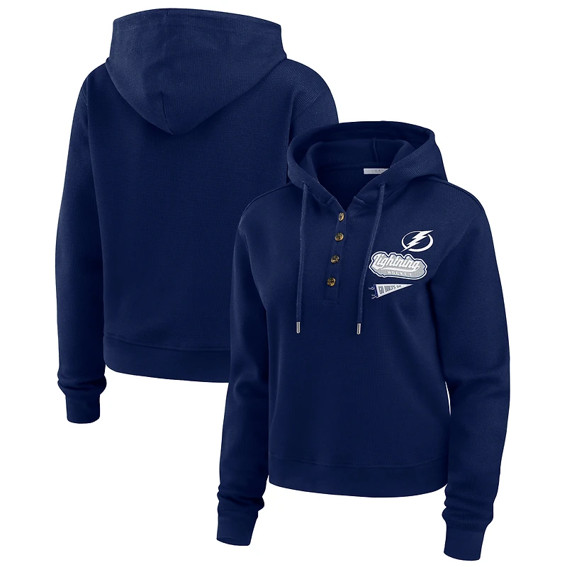 Sweat à capuche en tricot gaufré bleu Tampa Bay Lightning pour femme WEAR by Erin Andrews