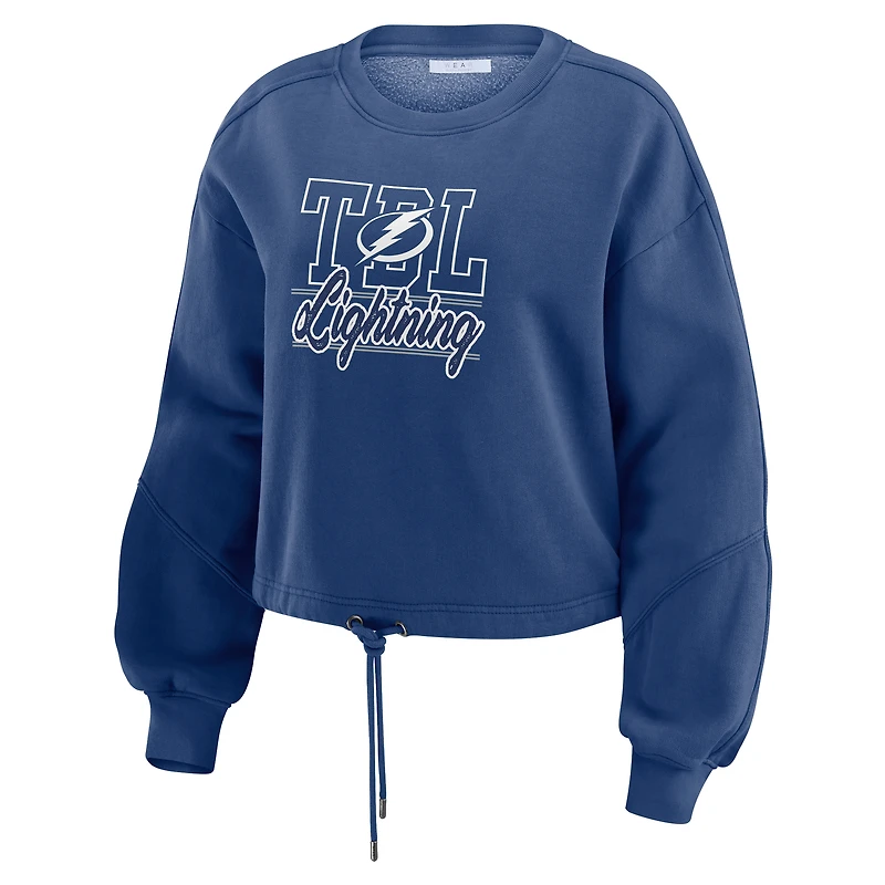 Ensemble de détente pour femme WEAR by Erin Andrews avec sweat-shirt et short en molleton délavé bleu Tampa Bay Lightning
