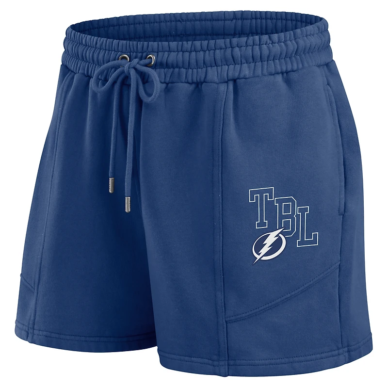 Ensemble de détente pour femme WEAR by Erin Andrews avec sweat-shirt et short en molleton délavé bleu Tampa Bay Lightning