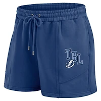 Ensemble de détente pour femme WEAR by Erin Andrews avec sweat-shirt et short en molleton délavé bleu Tampa Bay Lightning