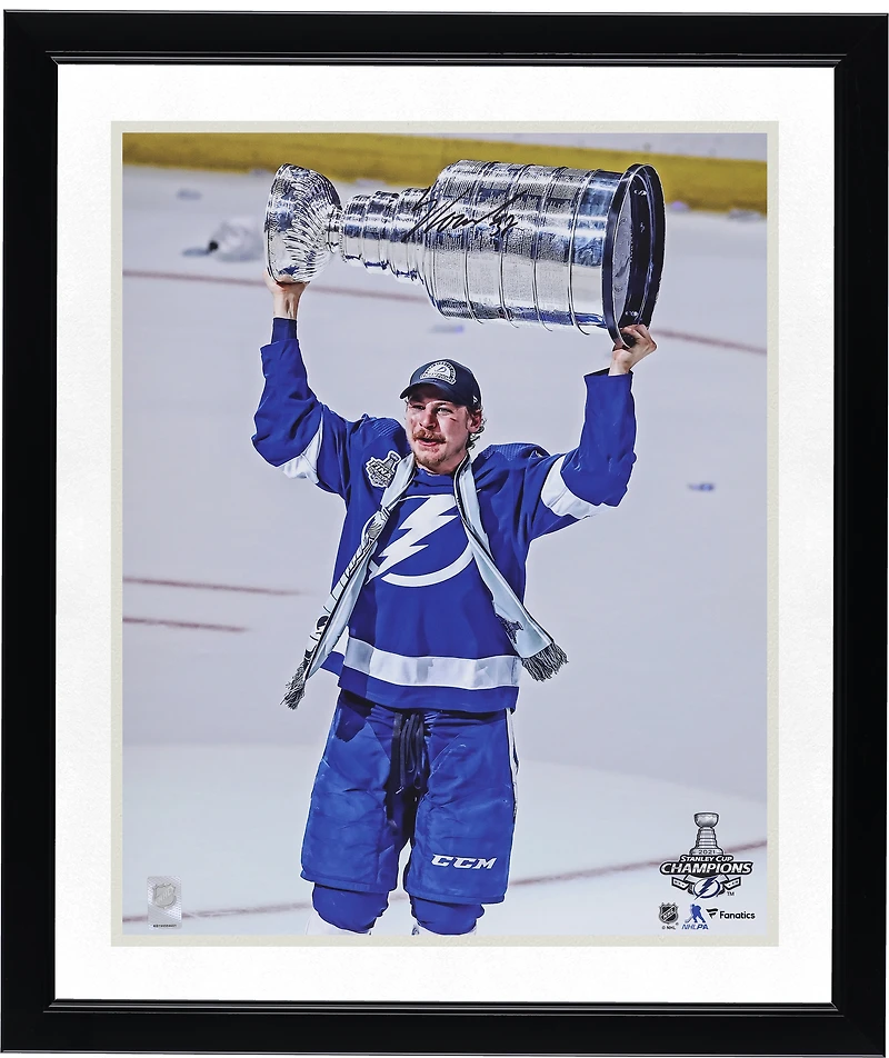 Yanni Gourde Tampa Bay Lightning Autographed 16" x 20" 2021 Stanley Cup Champions Raising Cup Photograph