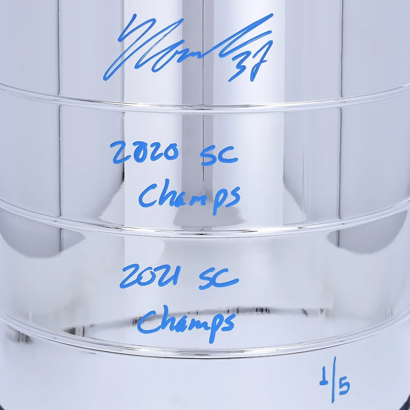 Yanni Gourde Tampa Bay Lightning Autographed 2' Replica Stanley Cup with Multiple Inscriptions - Signed in Blue - Limited Edition #1/5