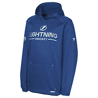 Sweat à capuche raglan authentique Pro Rink bleu Tampa Bay Lightning pour jeunes fanatiques