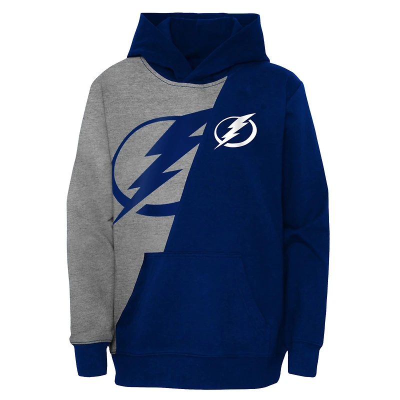 Sweat à capuche inégalé pour jeunes, gris chiné/bleu, Tampa Bay Lightning