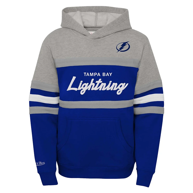 Youth Mitchell & Ness Blue Tampa Bay Lightning Head Coach Pullover Hoodie