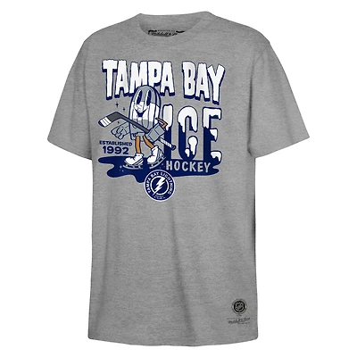 T-shirt de hockey sur glace gris Mitchell & Ness pour jeunes, Lightning Tampa Bay