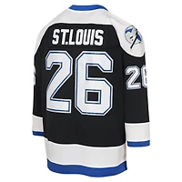 Maillot de joueur ligne bleue Mitchell & Ness Martin St. Louis noir Tampa Bay Lightning 2003 pour jeunes