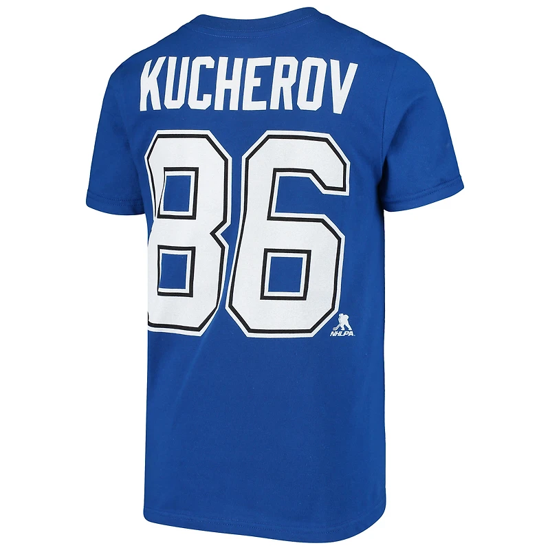 T-shirt avec nom et numéro du joueur Royal Tampa Bay Lightning de Nikita Kucherov pour jeune