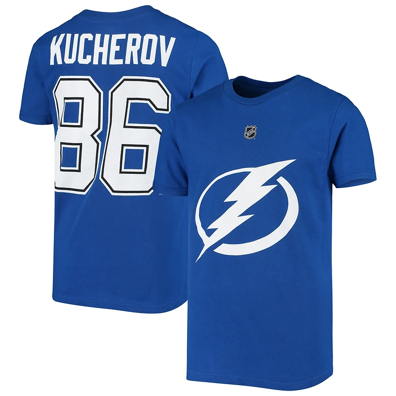 T-shirt avec nom et numéro du joueur Royal Tampa Bay Lightning de Nikita Kucherov pour jeune