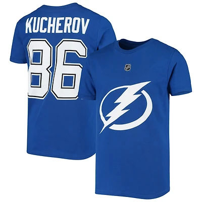 T-shirt avec nom et numéro du joueur Royal Tampa Bay Lightning de Nikita Kucherov pour jeune