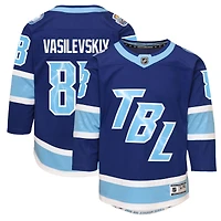 Maillot Premier de la Série des Stades LNH 2026 d'Andrei Vasilevskiy, bleu, pour jeunes, Outerstuff, Lightning Tampa Bay