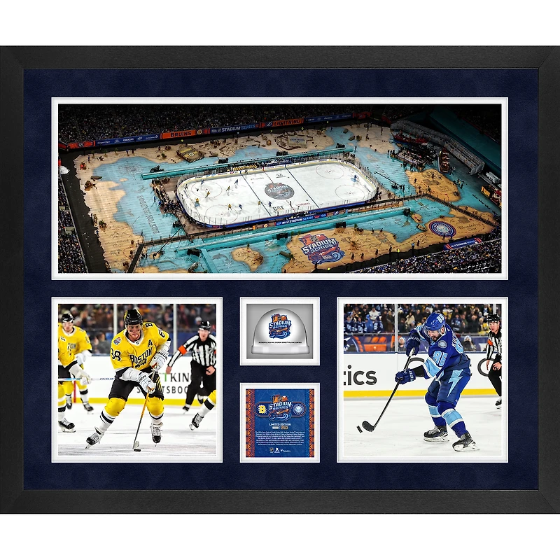Tampa Bay Lightning vs. Boston Bruins 2026 NHL Stadium Series Framed 20" x 24" 3-Photograph Collage with Game-Used Ice - Limited Edition of 250