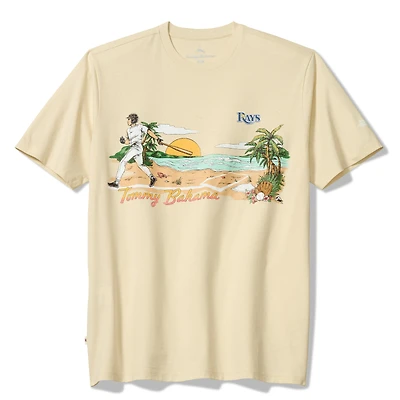 T-shirt Tommy Bahama Cream Tampa Bay Rays Sunset Slugger