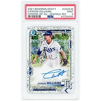 Carson Williams Tampa Bay Rays Autographed 2021 Bowman Chrome Sparkle Refractor #CDA-CW #27/71 PSA Authenticated 9 Card