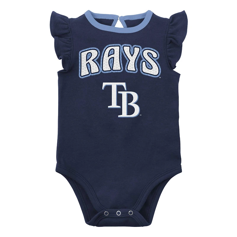 Girls Newborn & Infant Navy/Heather Gray Tampa Bay Rays Little Fan Two-Pack Bodysuit Set