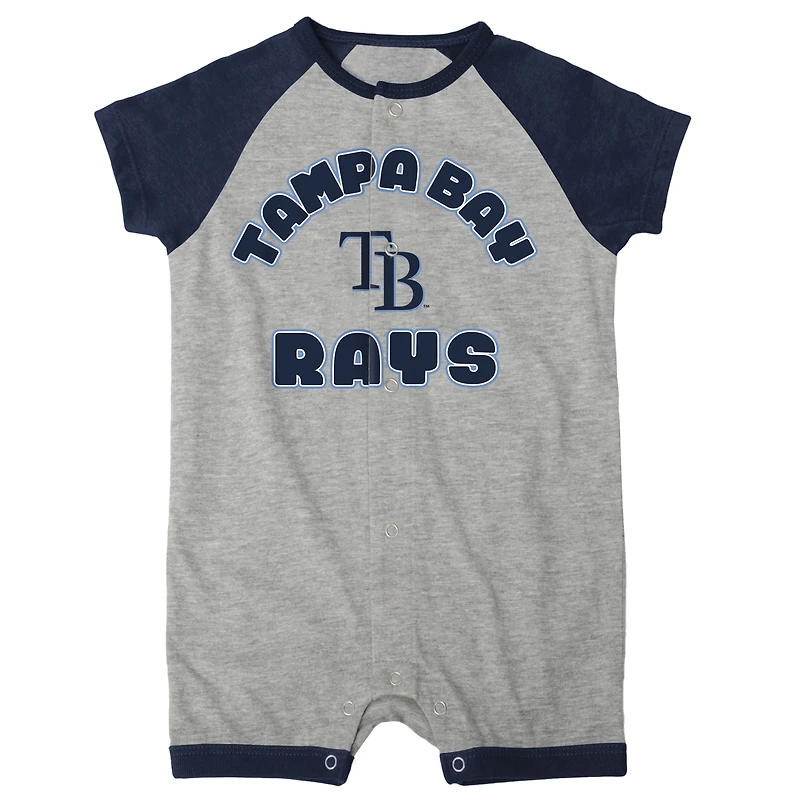 Barboteuse à boutons-pression Raglan Extra Base Hit gris chiné pour bébé