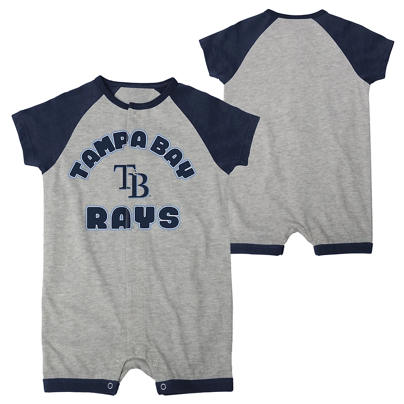 Barboteuse à boutons-pression Raglan Extra Base Hit gris chiné pour bébé