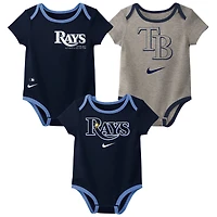Infant Nike Tampa Bay Rays Authentic Collection Three-Pack Bodysuit Set