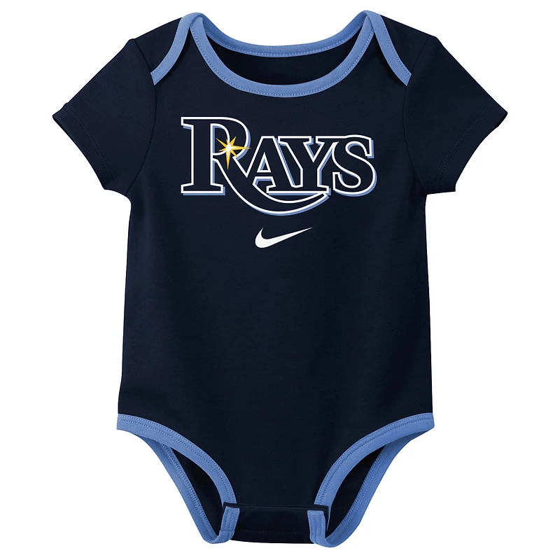 Infant Nike Tampa Bay Rays Authentic Collection Three-Pack Bodysuit Set