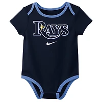 Infant Nike Tampa Bay Rays Authentic Collection Three-Pack Bodysuit Set