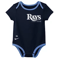 Infant Nike Tampa Bay Rays Authentic Collection Three-Pack Bodysuit Set