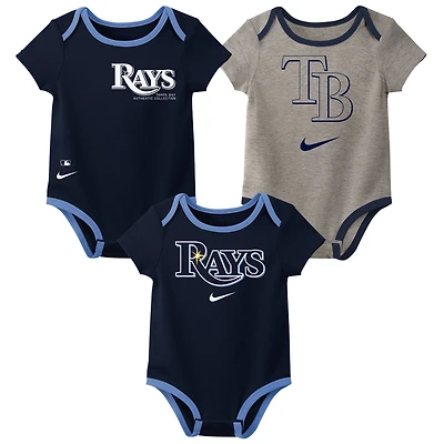 Infant Nike Tampa Bay Rays Authentic Collection Three-Pack Bodysuit Set