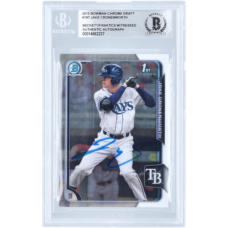Jake Cronenworth Tampa Bay Rays Autographié 2015 Bowman Draft Chrome #197 Beckett Fanatics Witnessed Authenticated Card