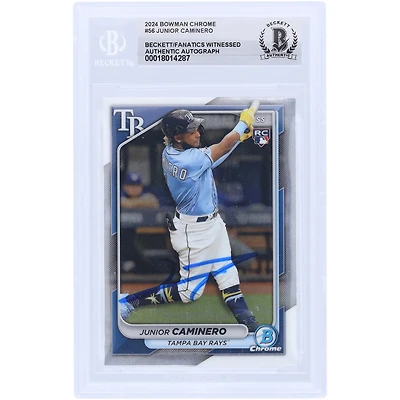 Carte de recrue authentifiée signée par les fans de Beckett de 2024 de Junior Caminero Tampa Bay Rays