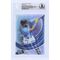 Carte de recrue authentifiée signée par Junior Caminero des Tampa Bay Rays, Topps Chrome Strokes #S-24, 2024, vue par les fans de Beckett