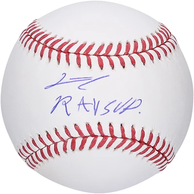 Balle de baseball autographiée par Junior Caminero des Rays de Tampa Bay avec l'inscription « Rays Up »